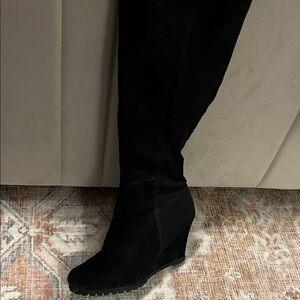 Steven By Steve Madden Black Suede Wedge Knee-High Boot